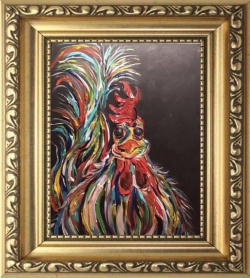 gold frame rooster w